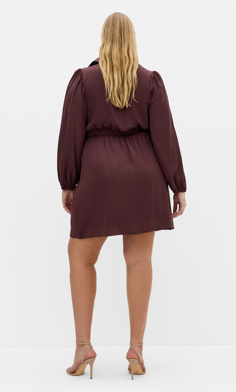 Lianna Gathered Midi Dress - cocoa