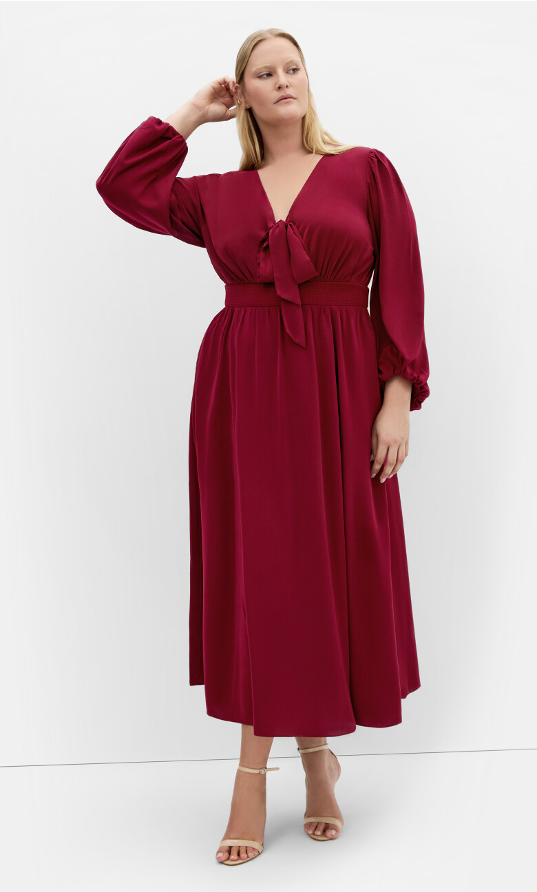 Ivanna V Neck Maxi Dress - dark cherry
