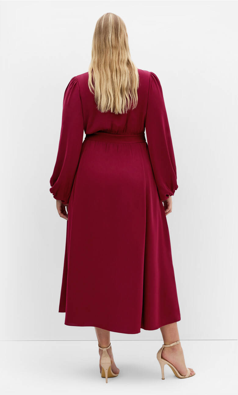 Ivanna V Neck Maxi Dress - dark cherry