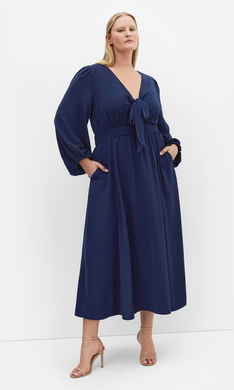 Ivanna V Neck Maxi Dress - navy