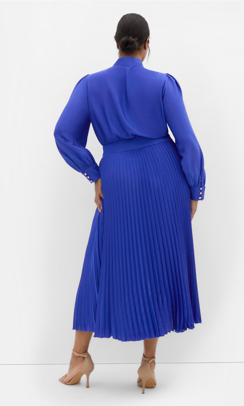 Marily Pleat Midi Dress - sapphire