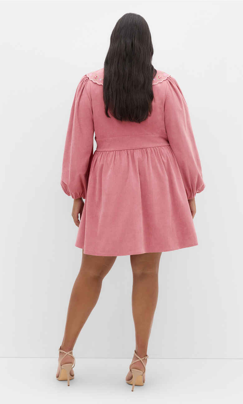 Bethanie Corduroy Mini Dress - dusty pink