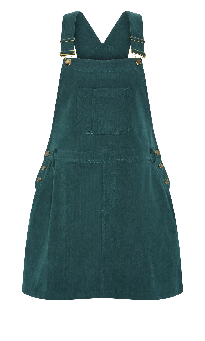 Corduroy Pinafore Short Dress - emerald