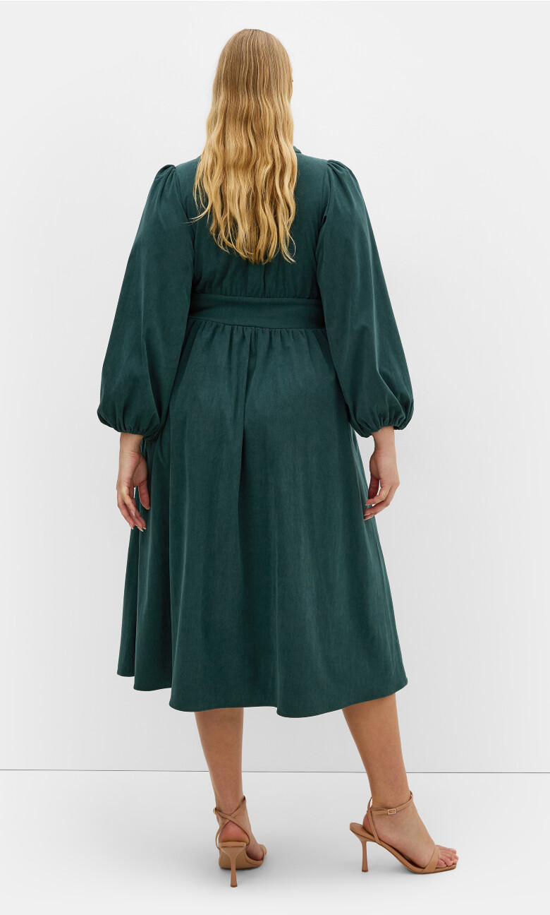 Daize Corduroy Midi Dress - emerald