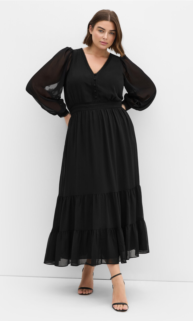 Kianna Long Sleeve Maxi Dress - black