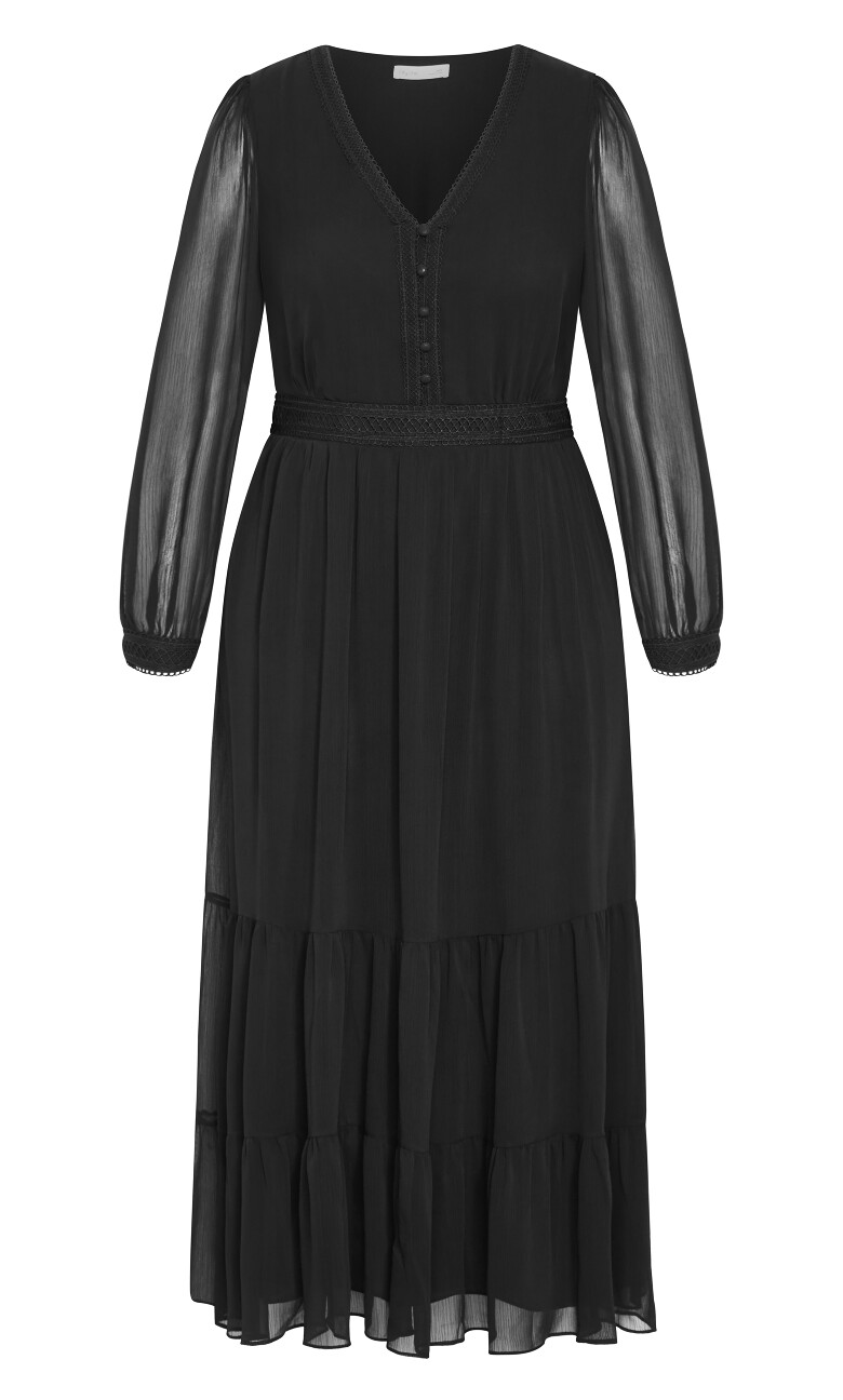 Kianna Long Sleeve Maxi Dress - black
