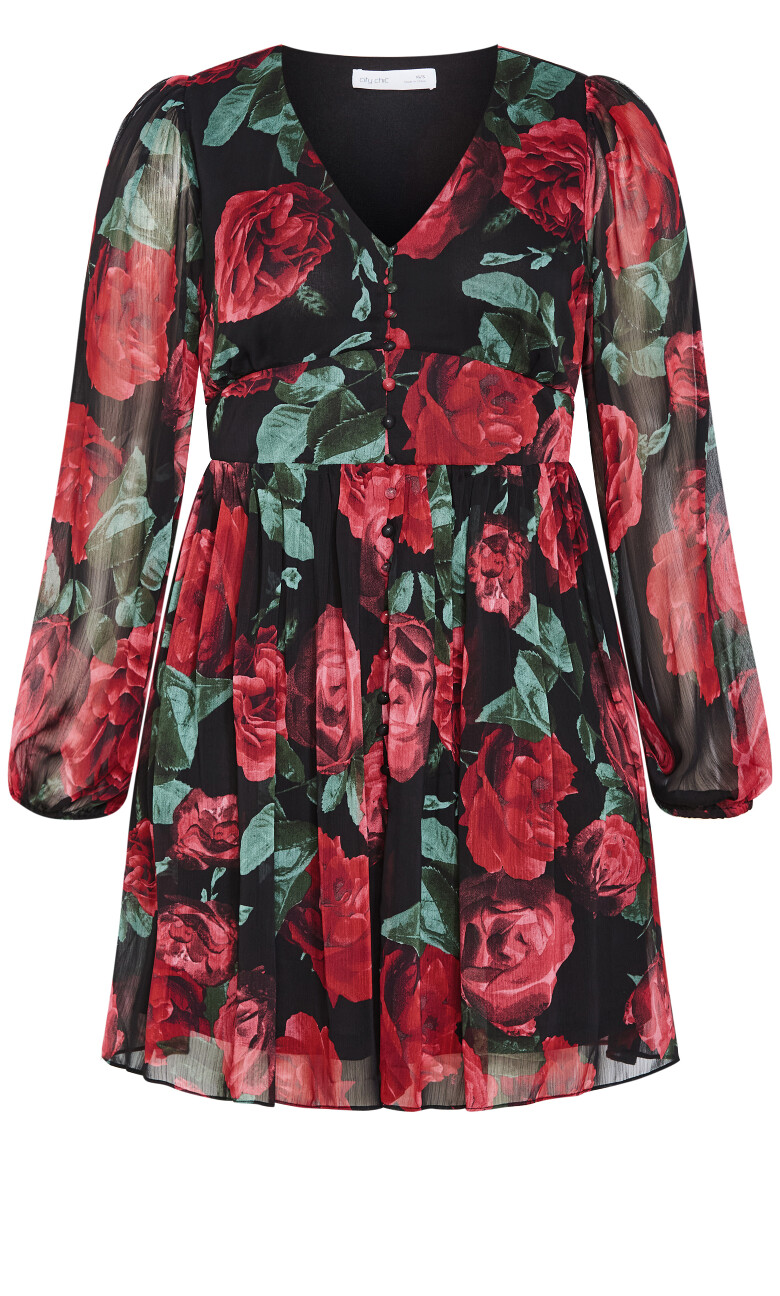 Serina Print Mini Dress - black