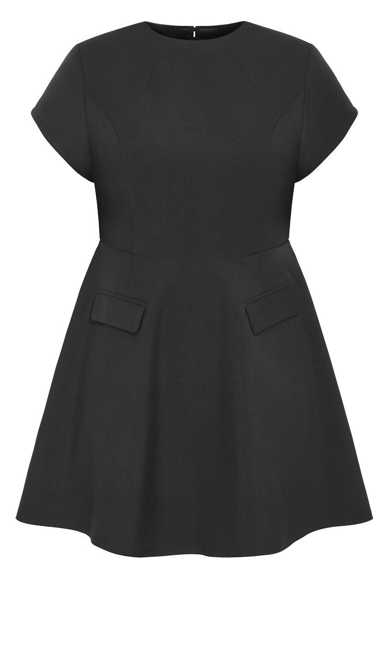 Dynamic Cap Sleeve Skater Dress - black