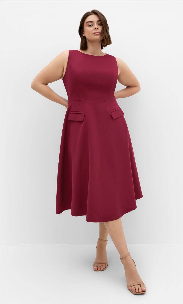 Plus Size DRESS DYNAMIC MIDI - Red