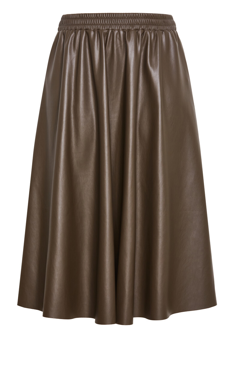 Sarah Faux Leather Skirt - chocolate