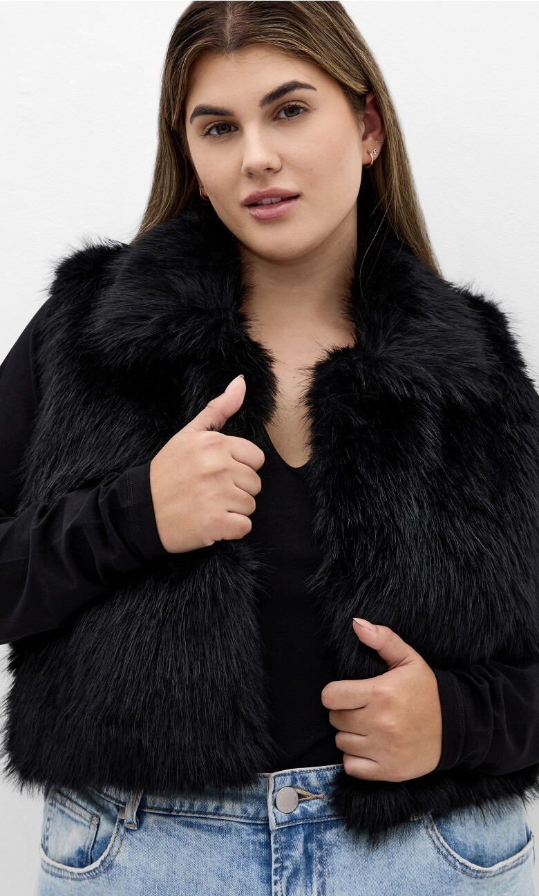 Gianna Faux Fur Vest - black