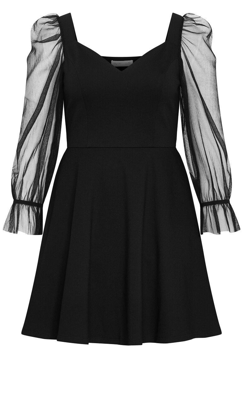 Alannah Mesh Sleeve Mini Dress - black