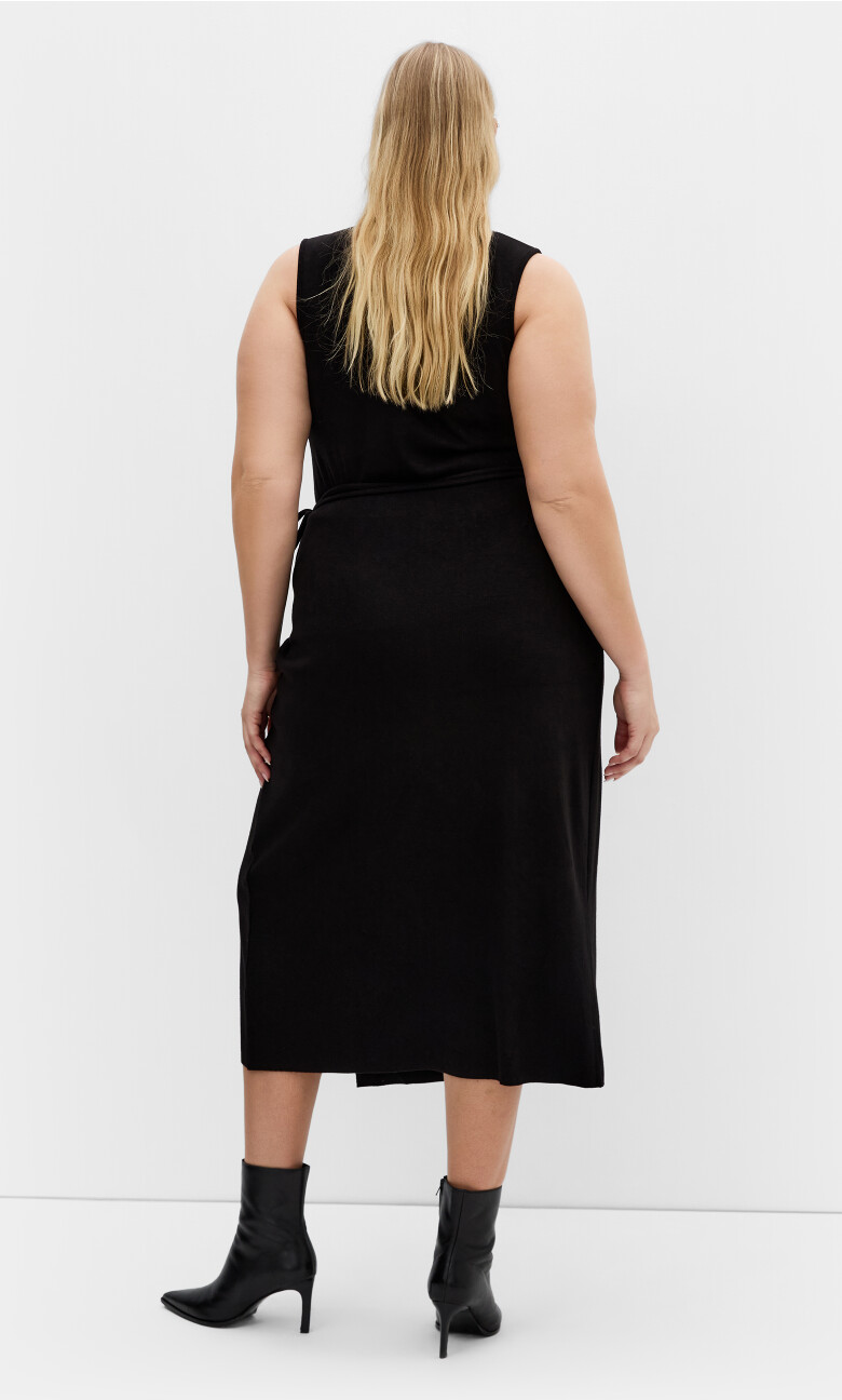 Callie Knit Wrap Midi Skirt - black