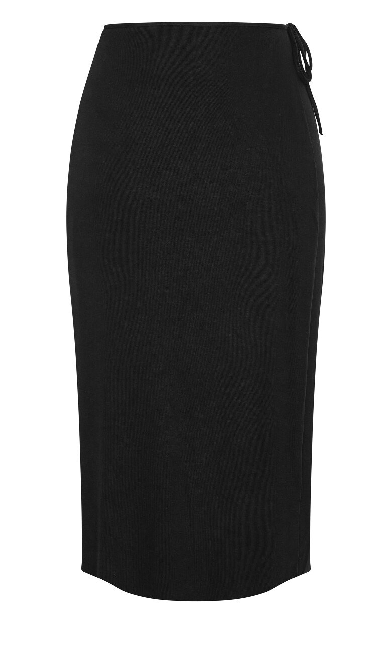 Callie Knit Wrap Midi Skirt - black