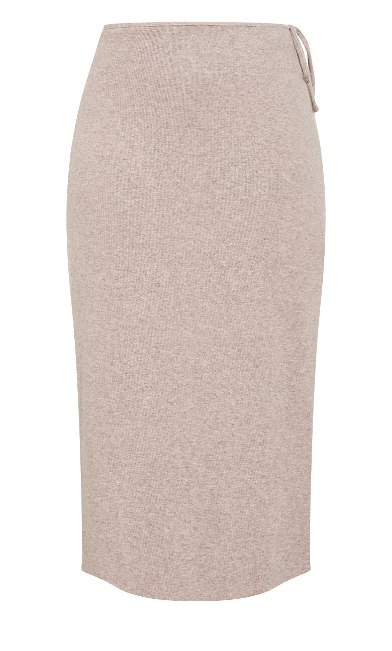Callie Knit Wrap Midi Skirt - mushroom