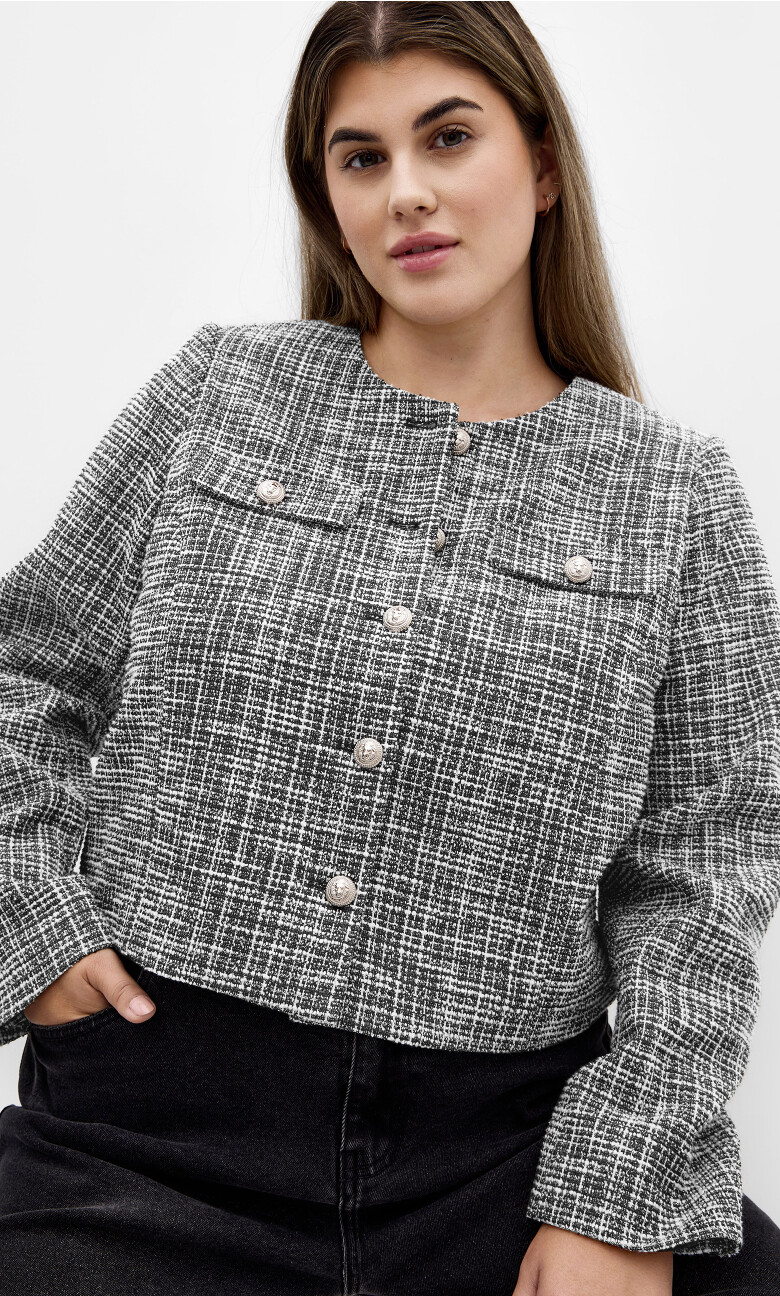 Becka Boucle Jacket - black check