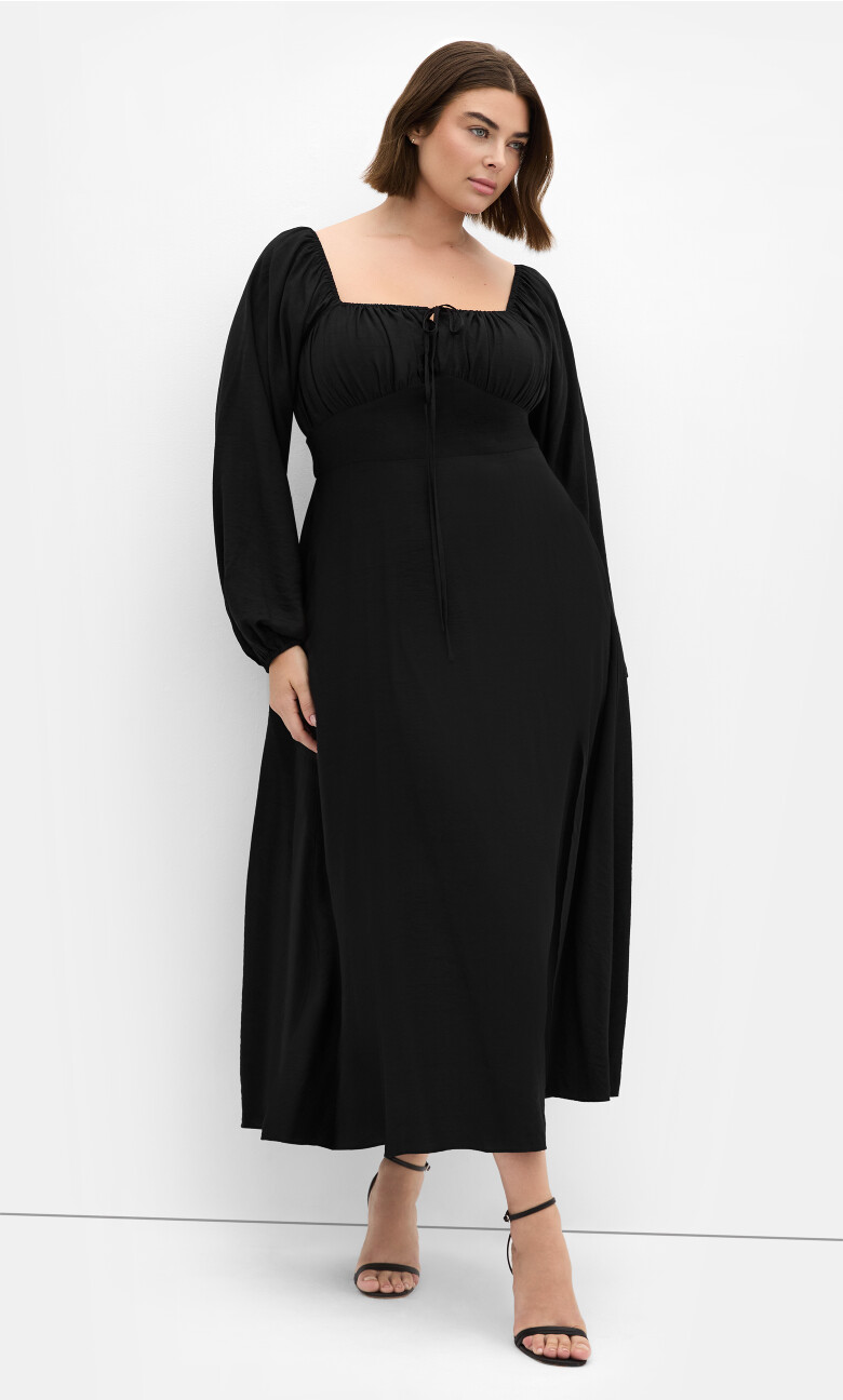 Plus Size Abbigail Long Sleeve Dress - black