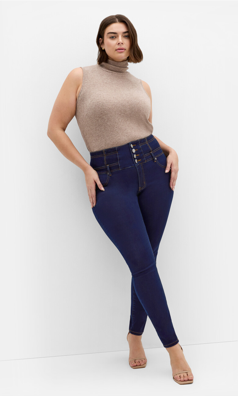 Plus Size Harley Fit Corset Skinny Regular Jean - dark wash