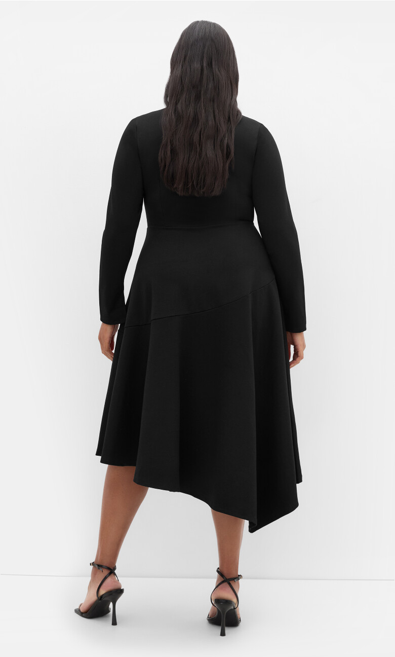 Ponte Flare Midi Dress - black