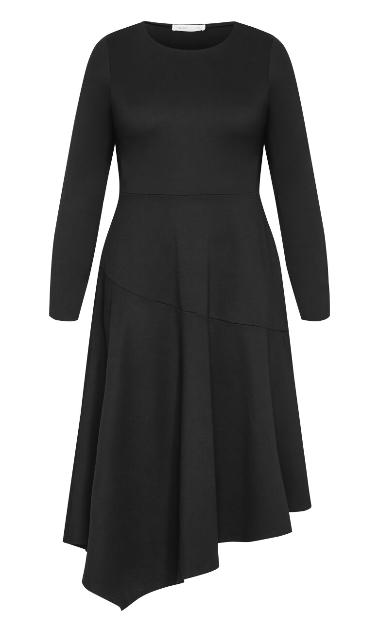 Ponte Flare Midi Dress - black
