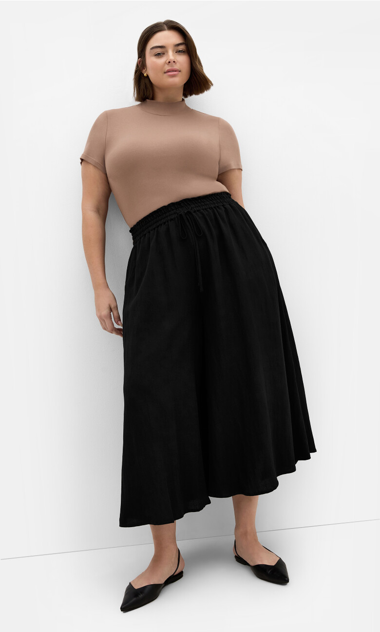 Plus Size Elly Wide Leg Crop Pant - black
