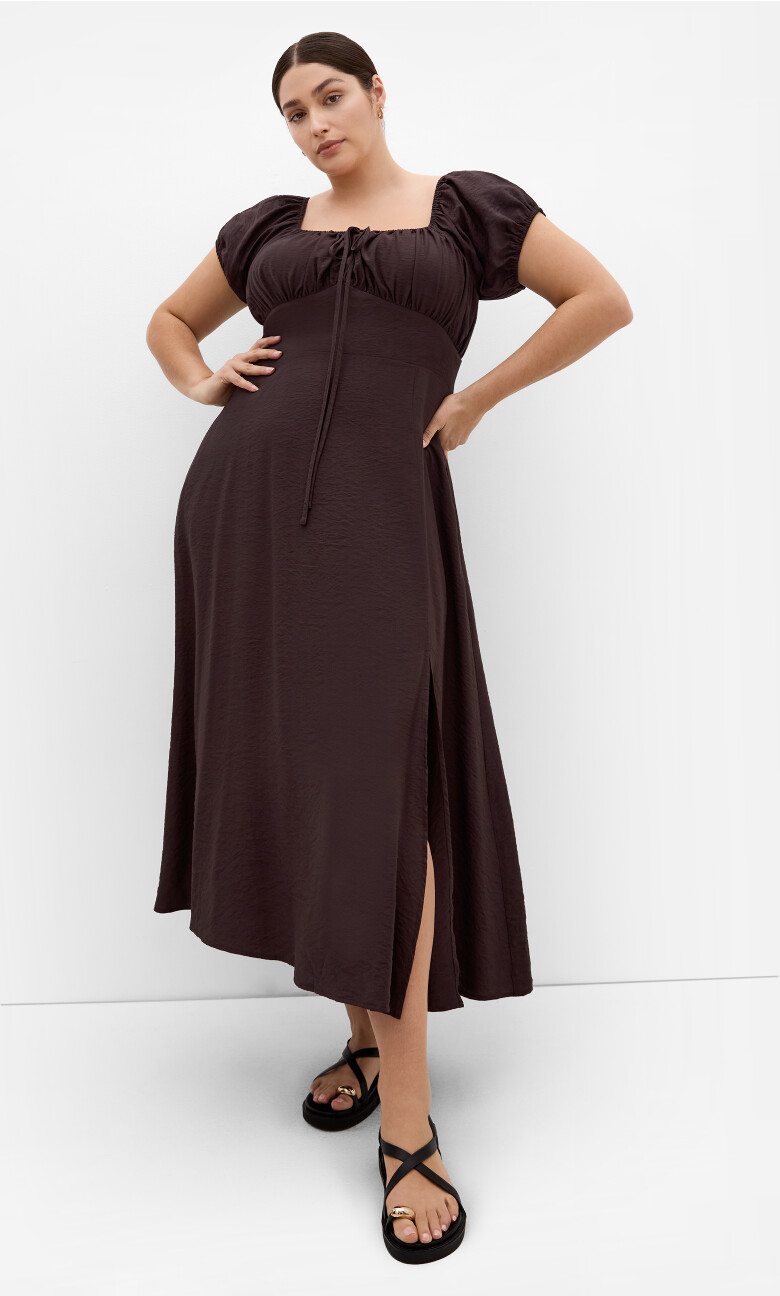 Plus Size Abbigail Split Maxi Dress - chocolate
