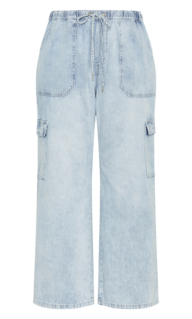 Harley Fit Remi Wide Leg Cargo Jean - light wash