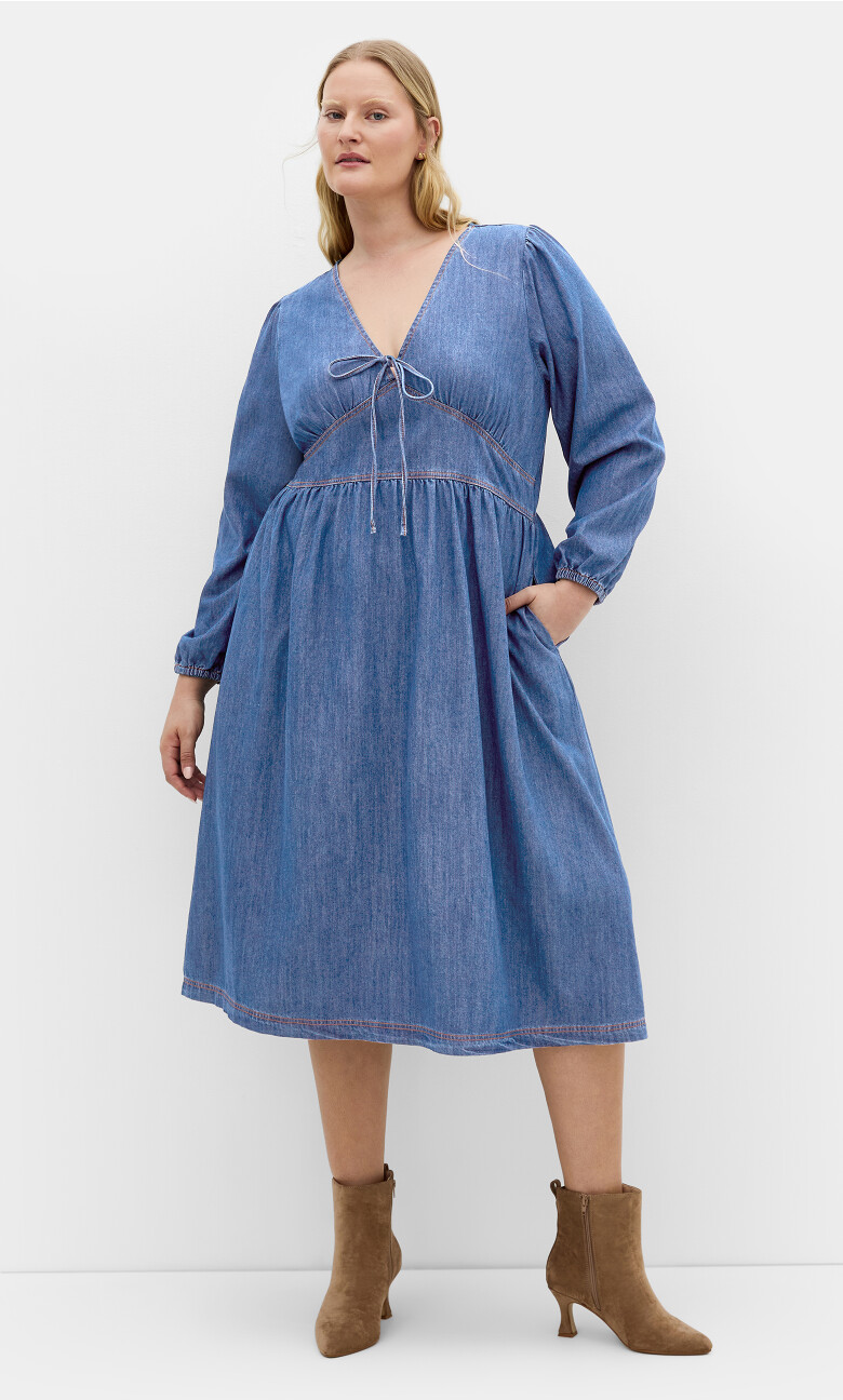 Plus Size Dress Emelia - Mid Denim