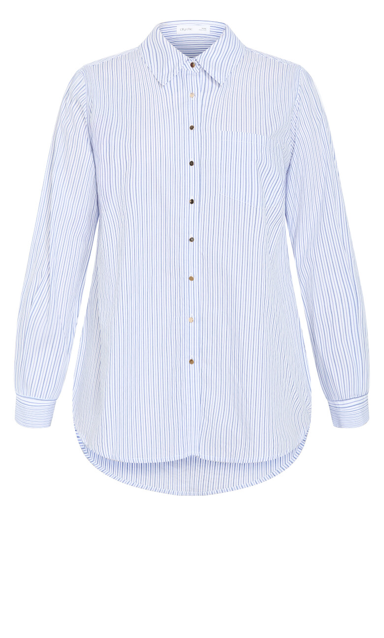 Lana Stripe Cotton Longline Shirt - white