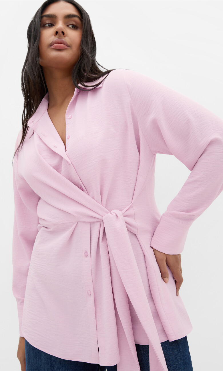 Plus Size Telia Side Tie Shirt - soft pink