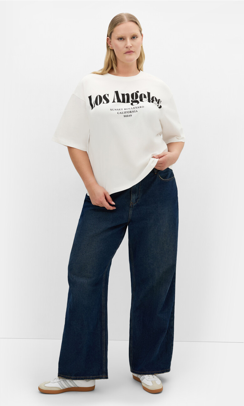 Plus Size Los Angeles Cotton Tee - Ivory