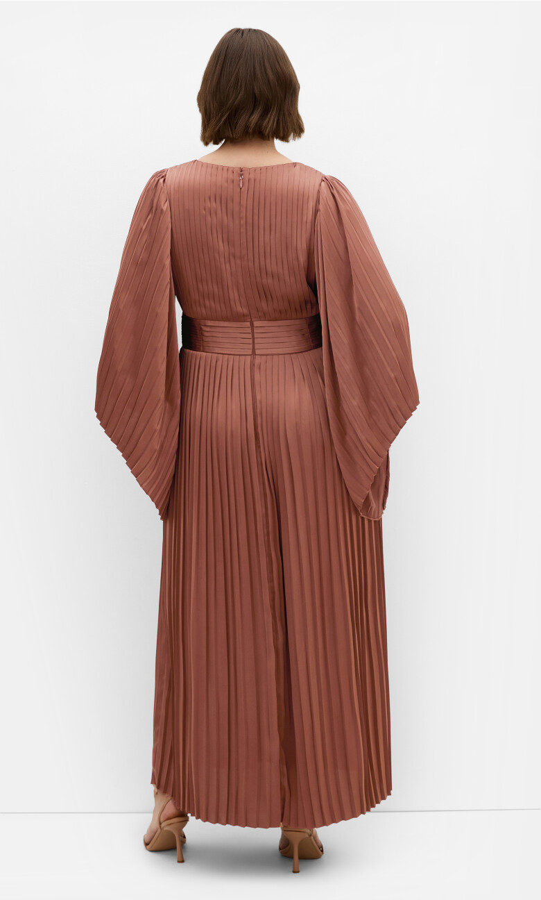 Carmina Pleat Maxi Dress - mocha