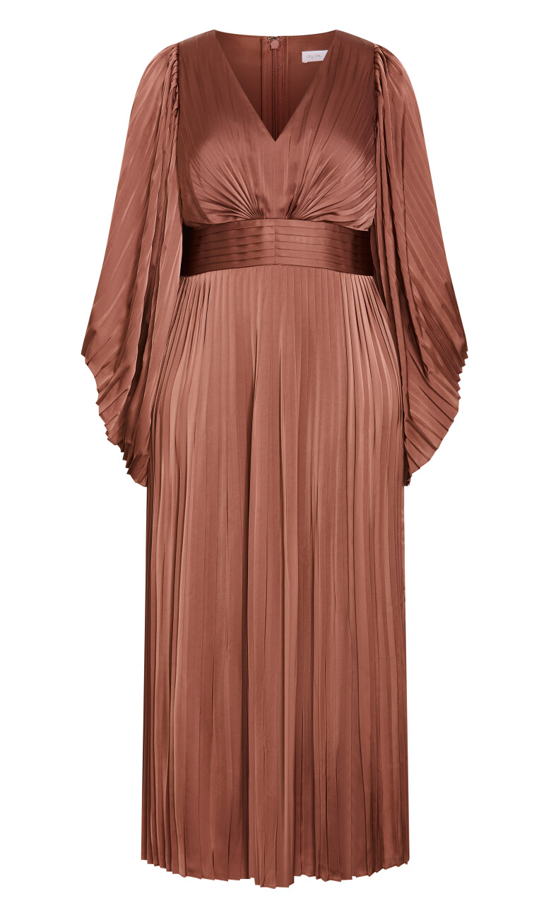 Carmina Pleat Maxi Dress - mocha