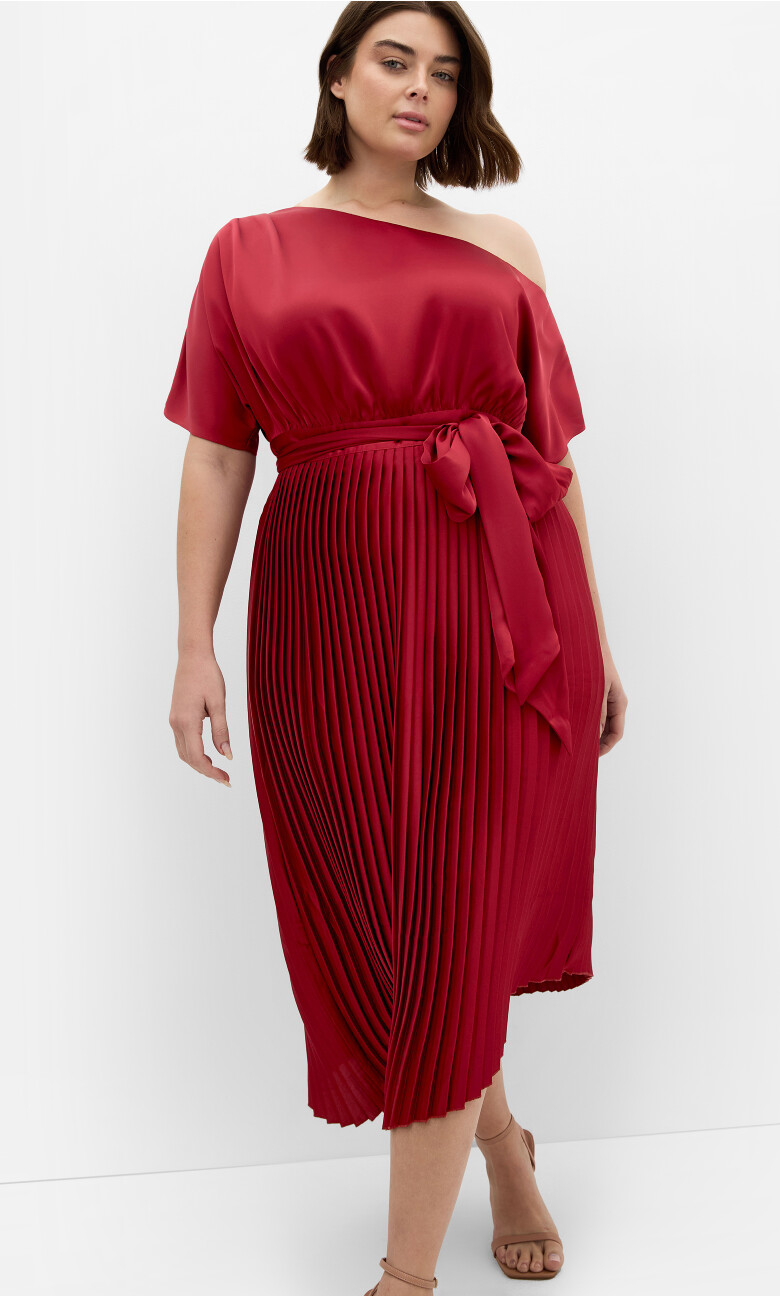Plus Size DRESS PLEAT PAYTON - Currant