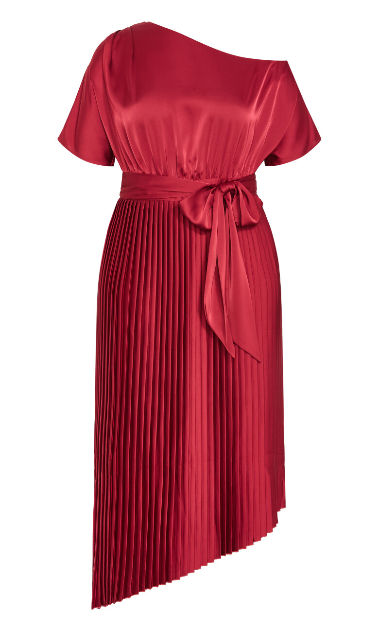 Payton Pleat Midi Dress - currant