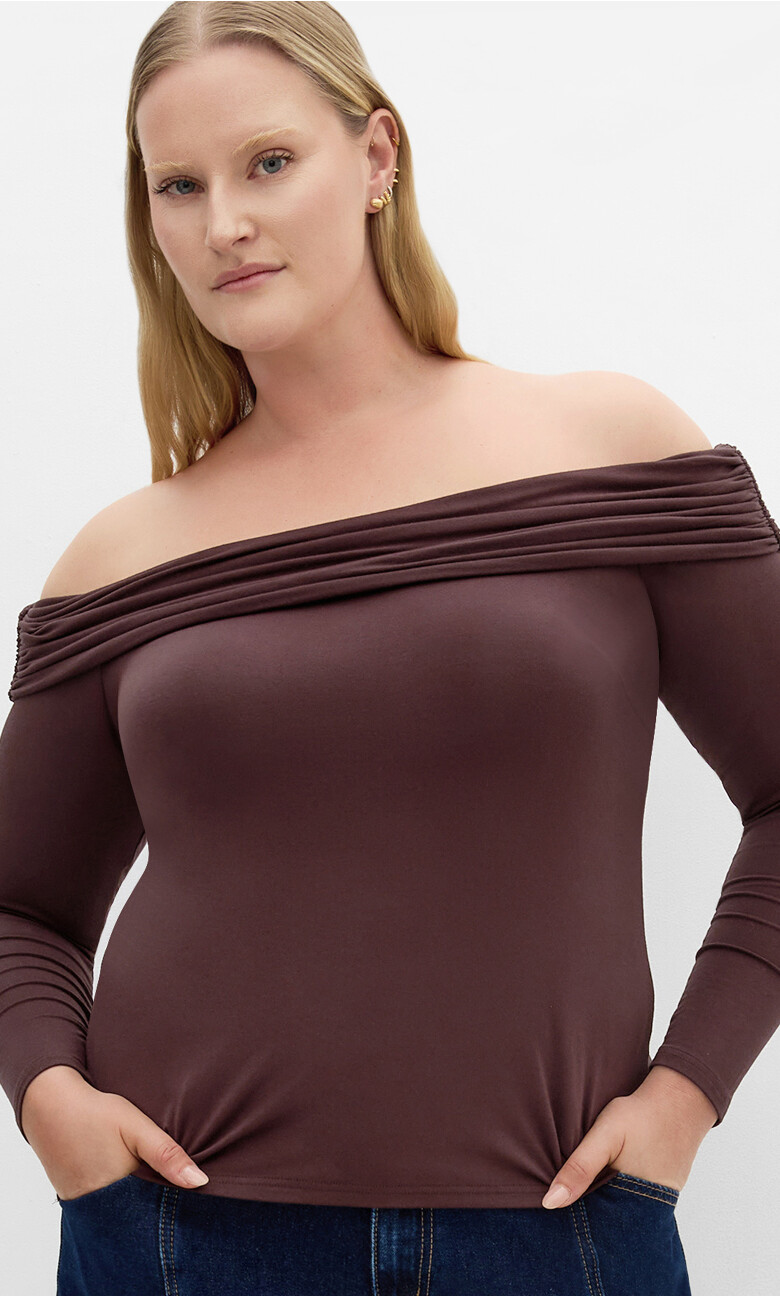 Plus Size Jojo Knit Top - chocolate