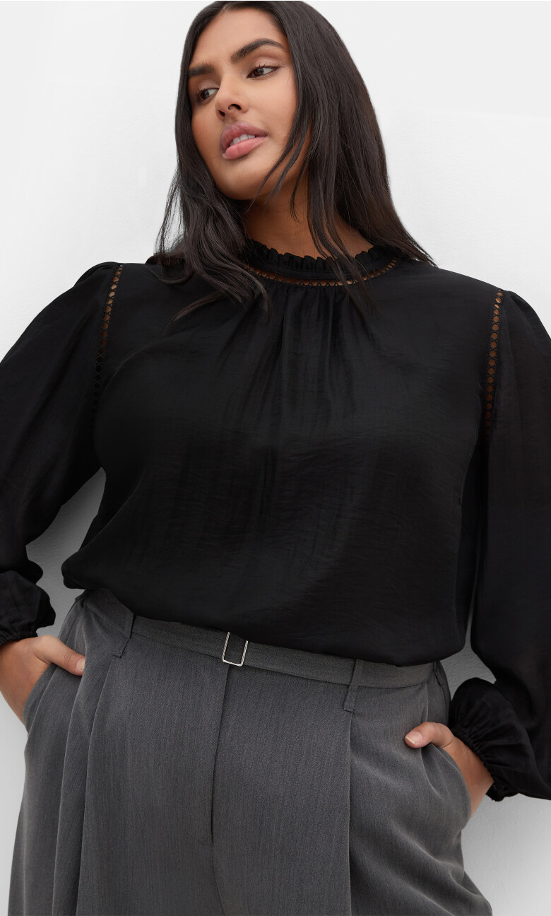Plus Size Top Lorelai L/S - Black