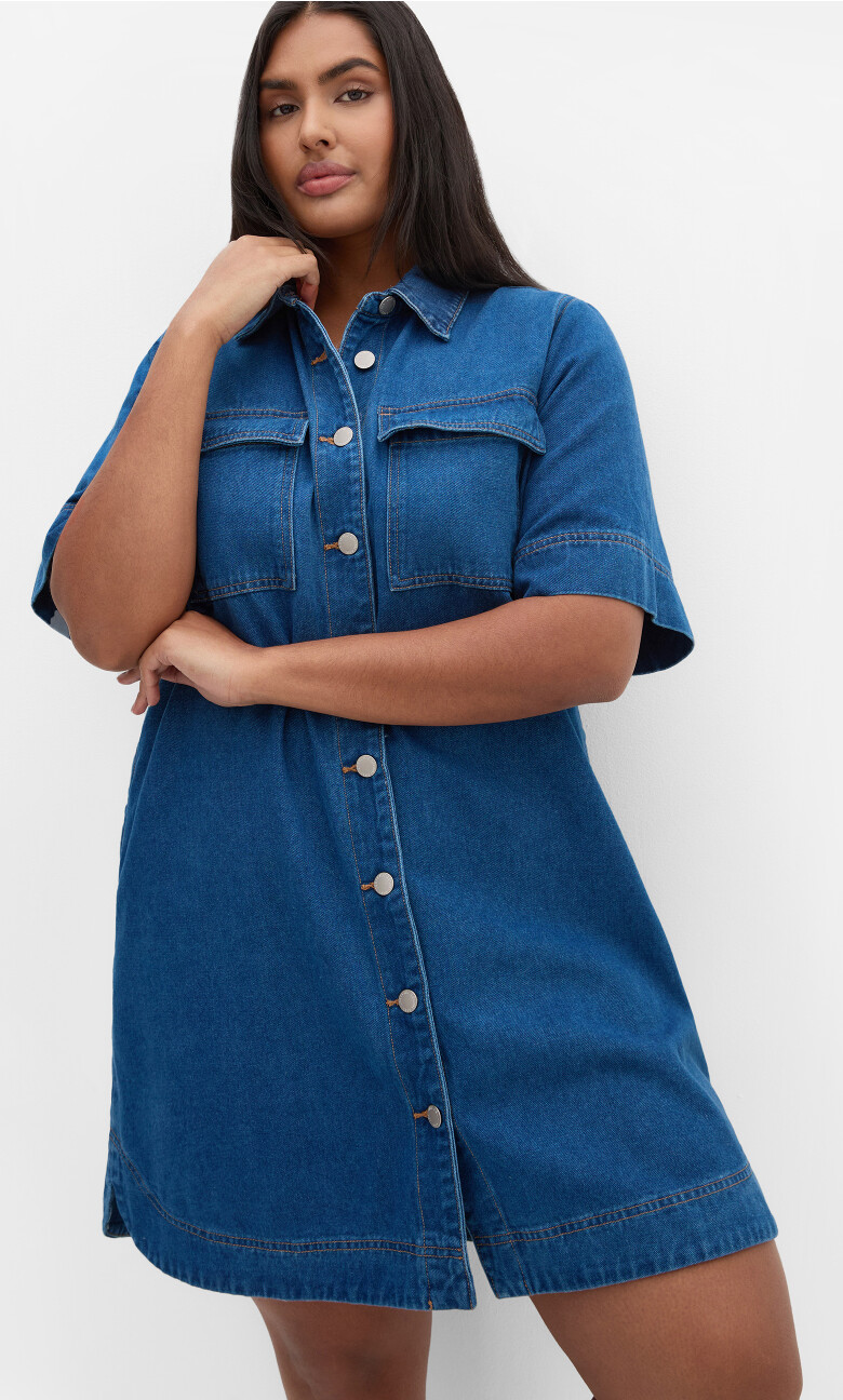 Plus Size Dress Denim Jojo - Mid Denim