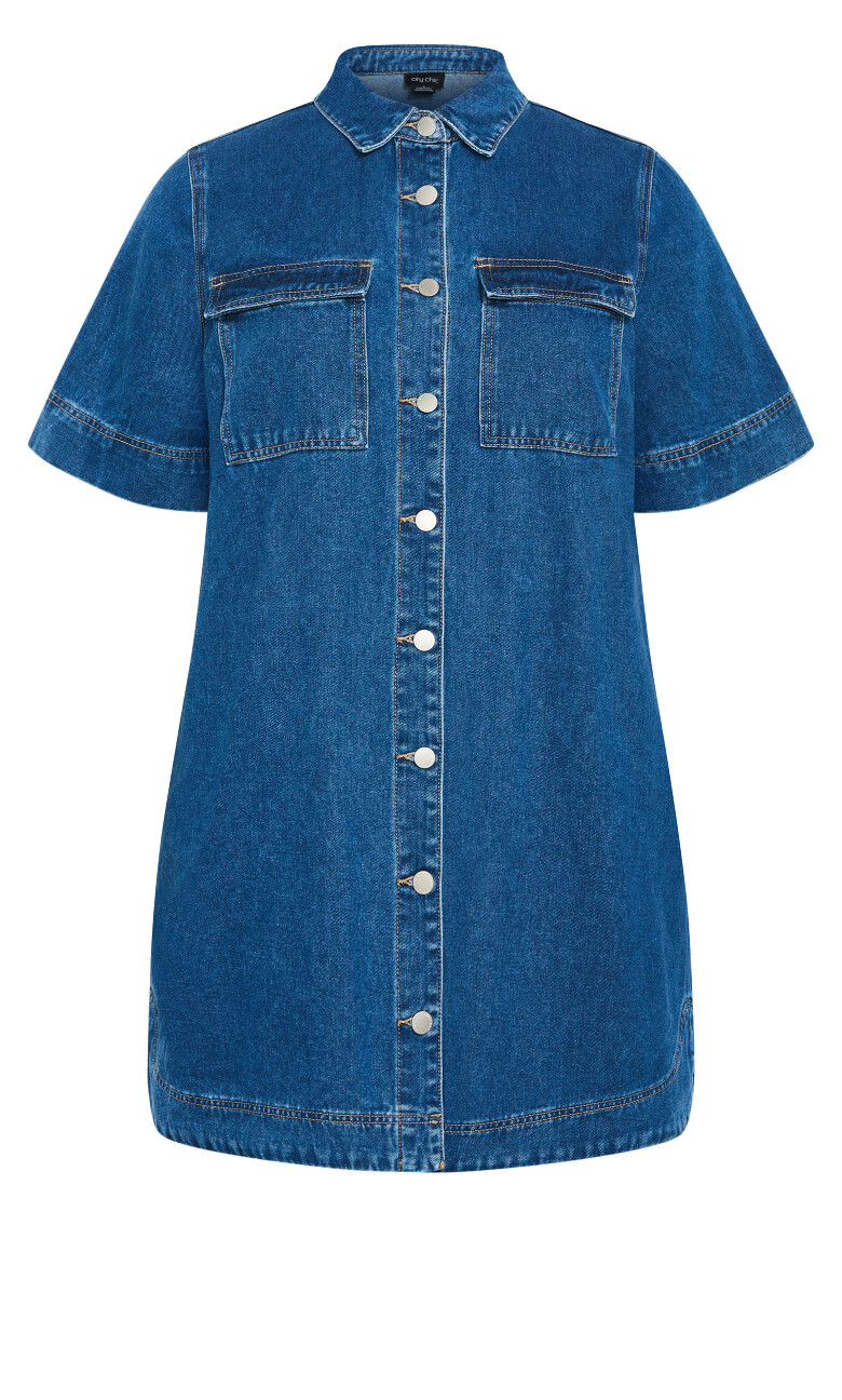 Jojo Denim Mini Dress - mid wash