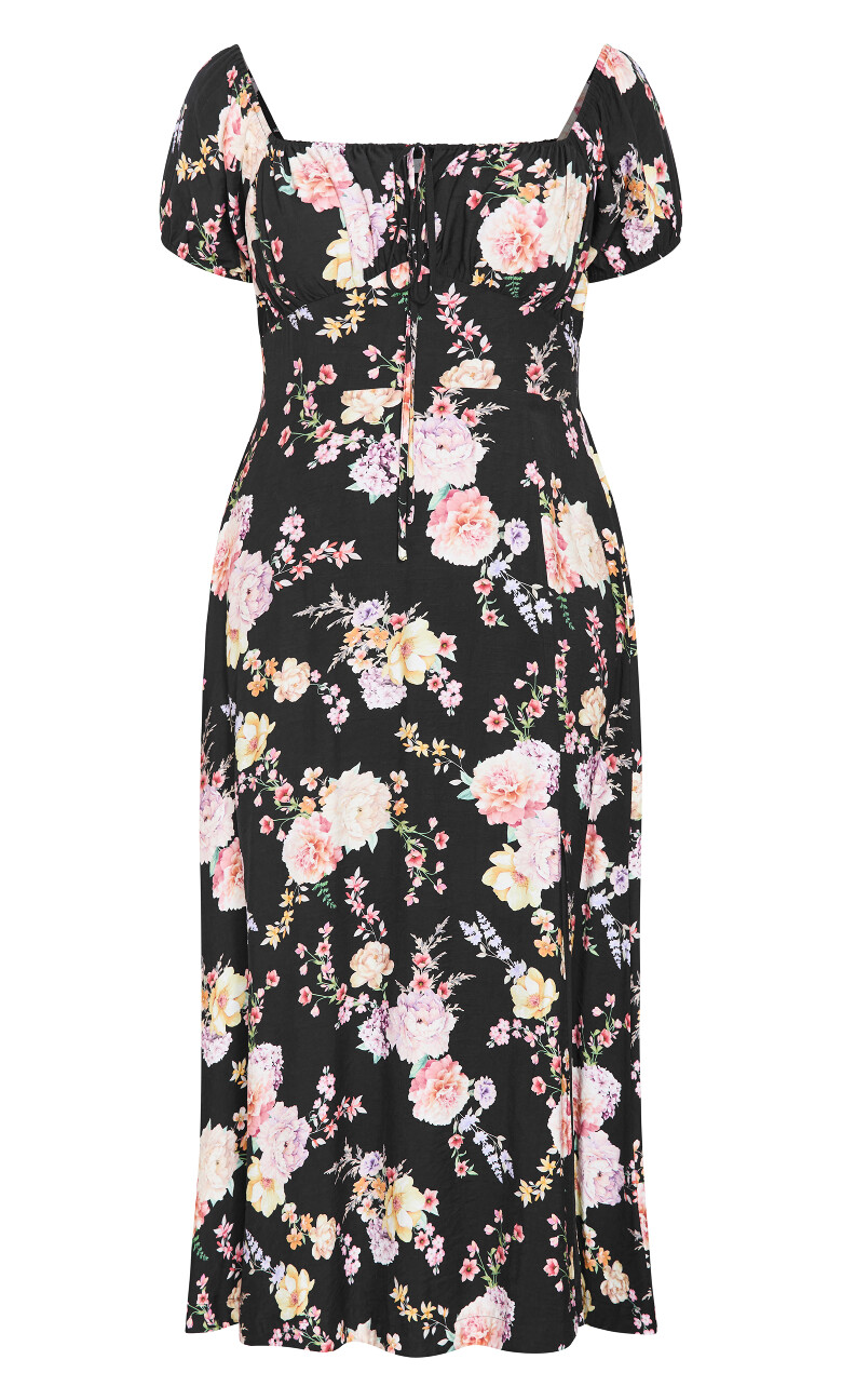 Abbigail Floral Print Maxi Dress - black