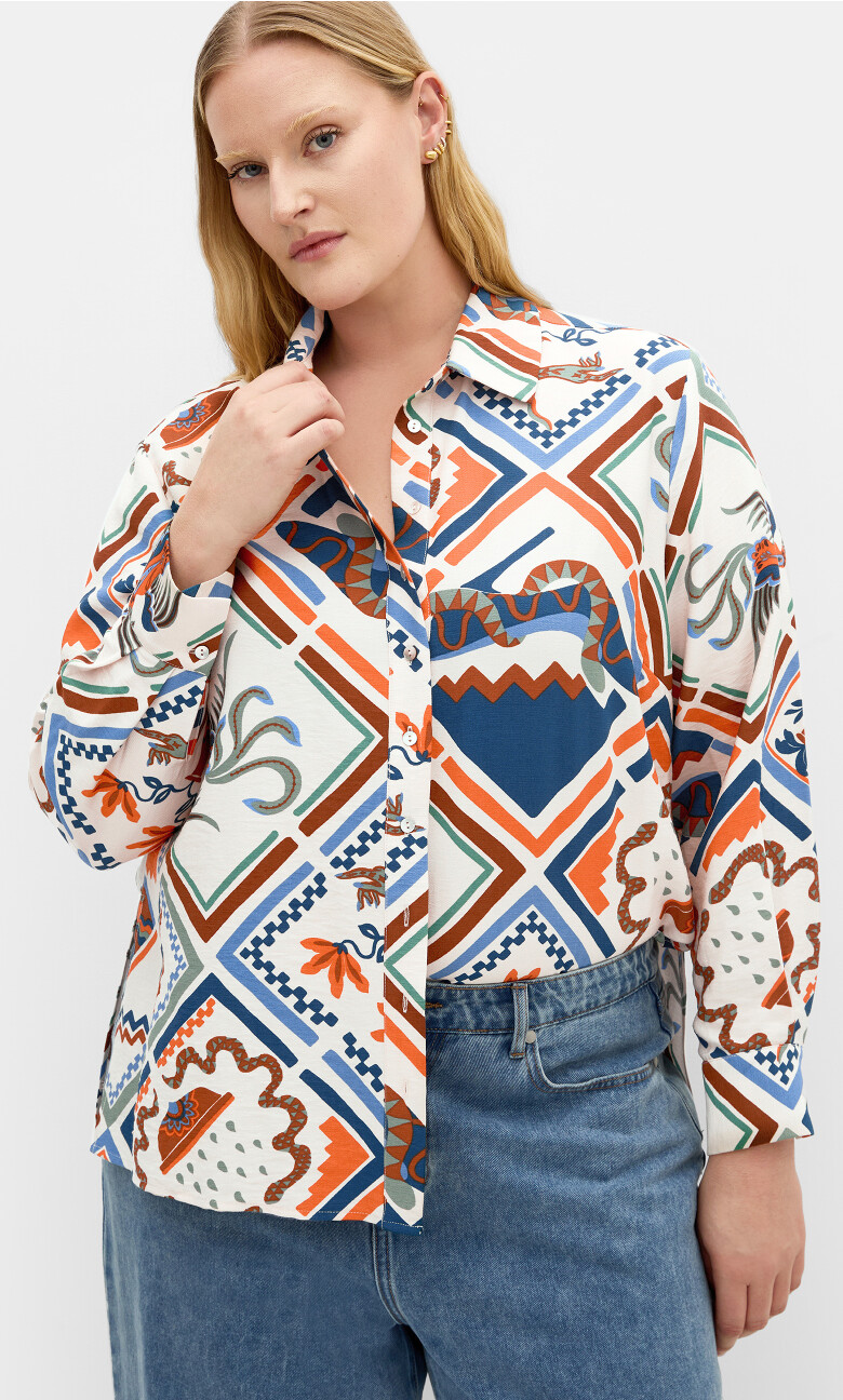 Surface Long Sleeve Print Shirt - neutral