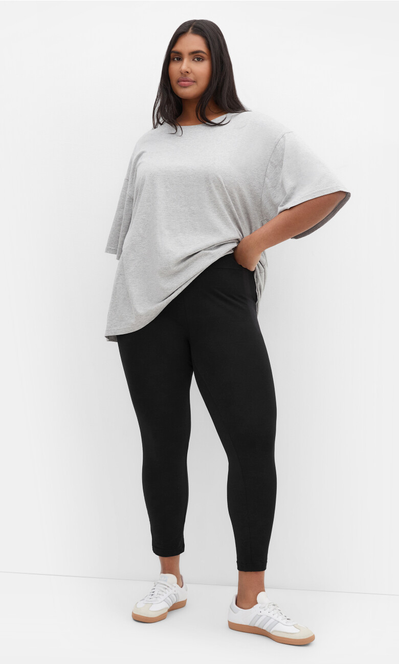 Plus Size 7/8 Length Wide Band Legging - Black