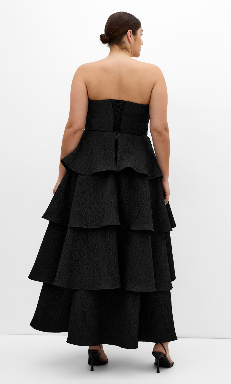 Elizabeth Tiered Frill Maxi Dress - black