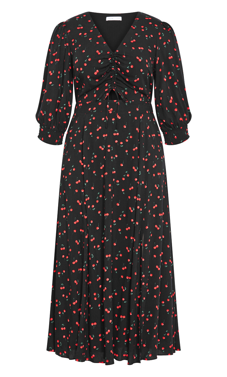 Aliya Elbow Sleeve Maxi Dress - black
