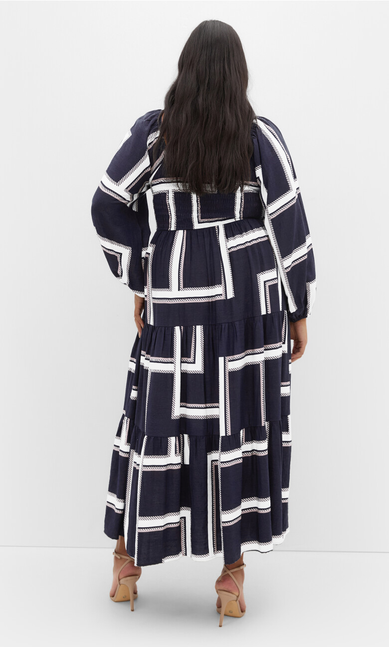 Leila Print Maxi Dress - navy