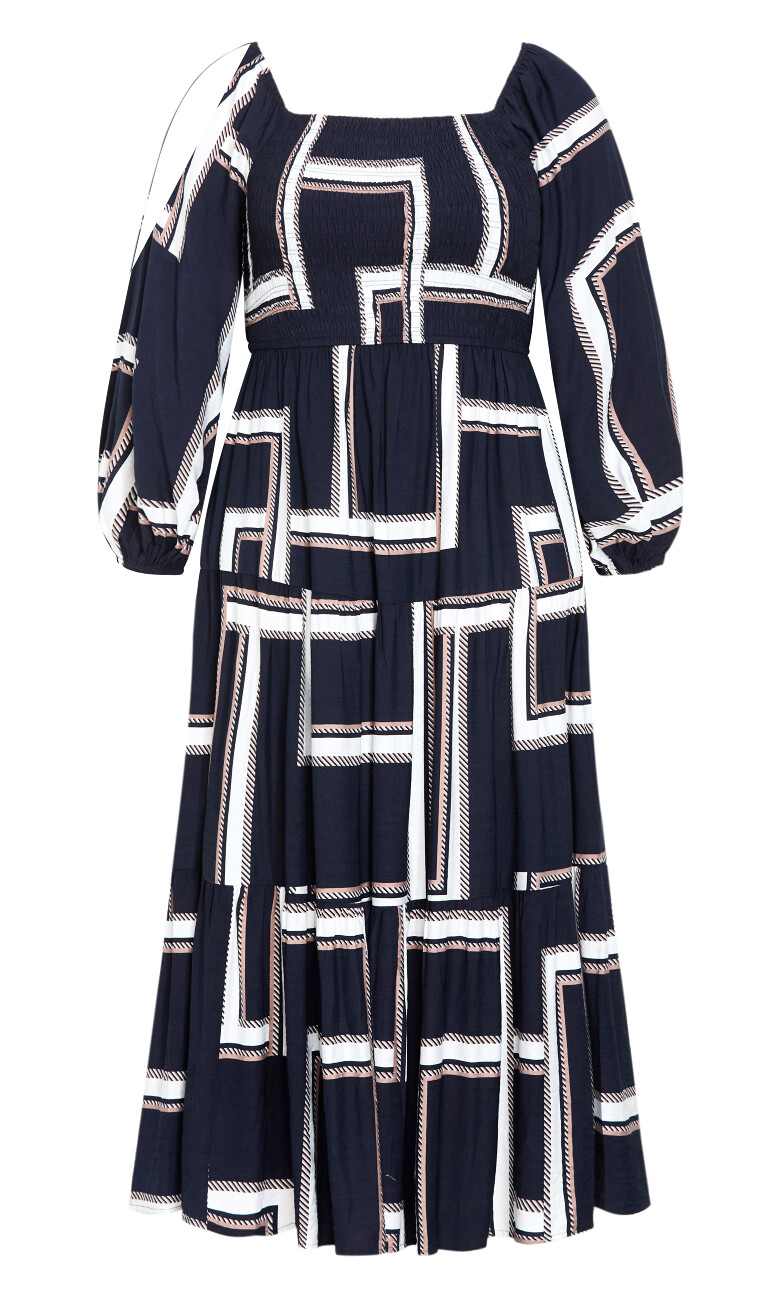 Leila Print Maxi Dress - navy