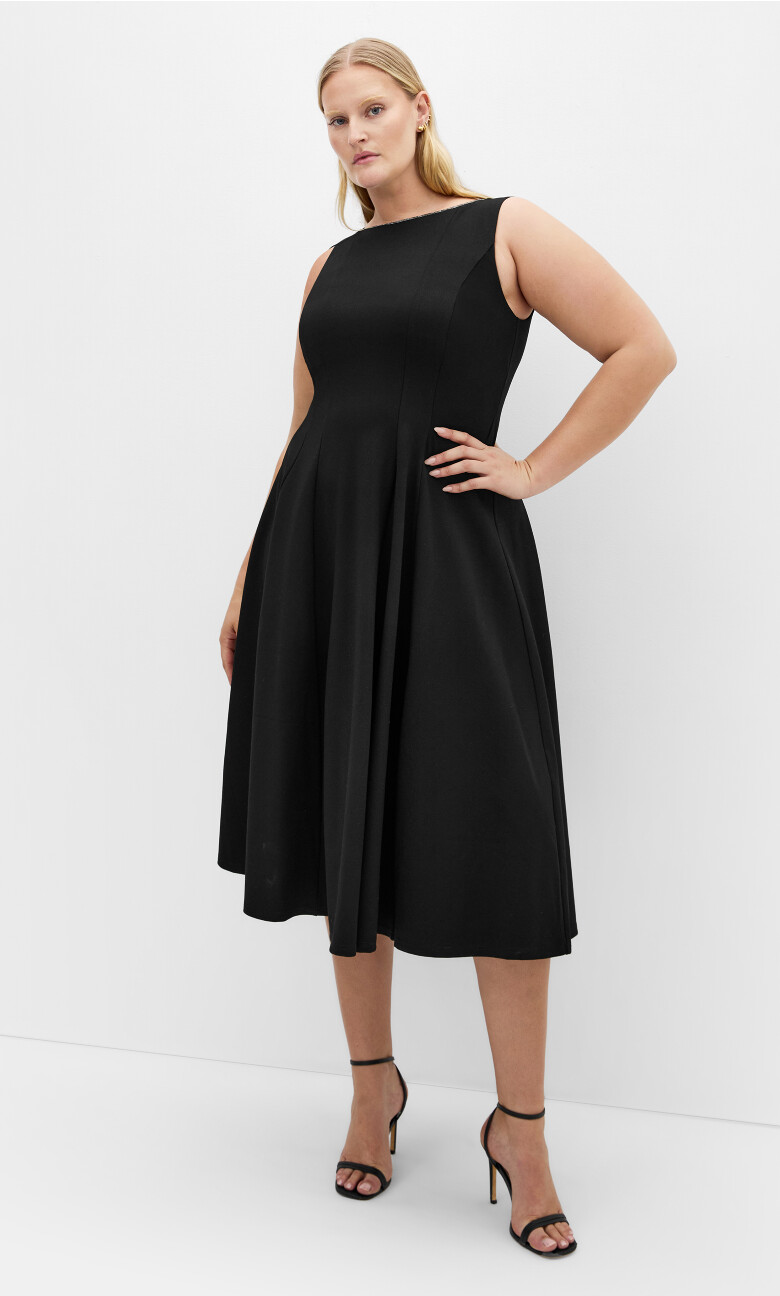 Plus Size Mary Skater Midi Dress - black