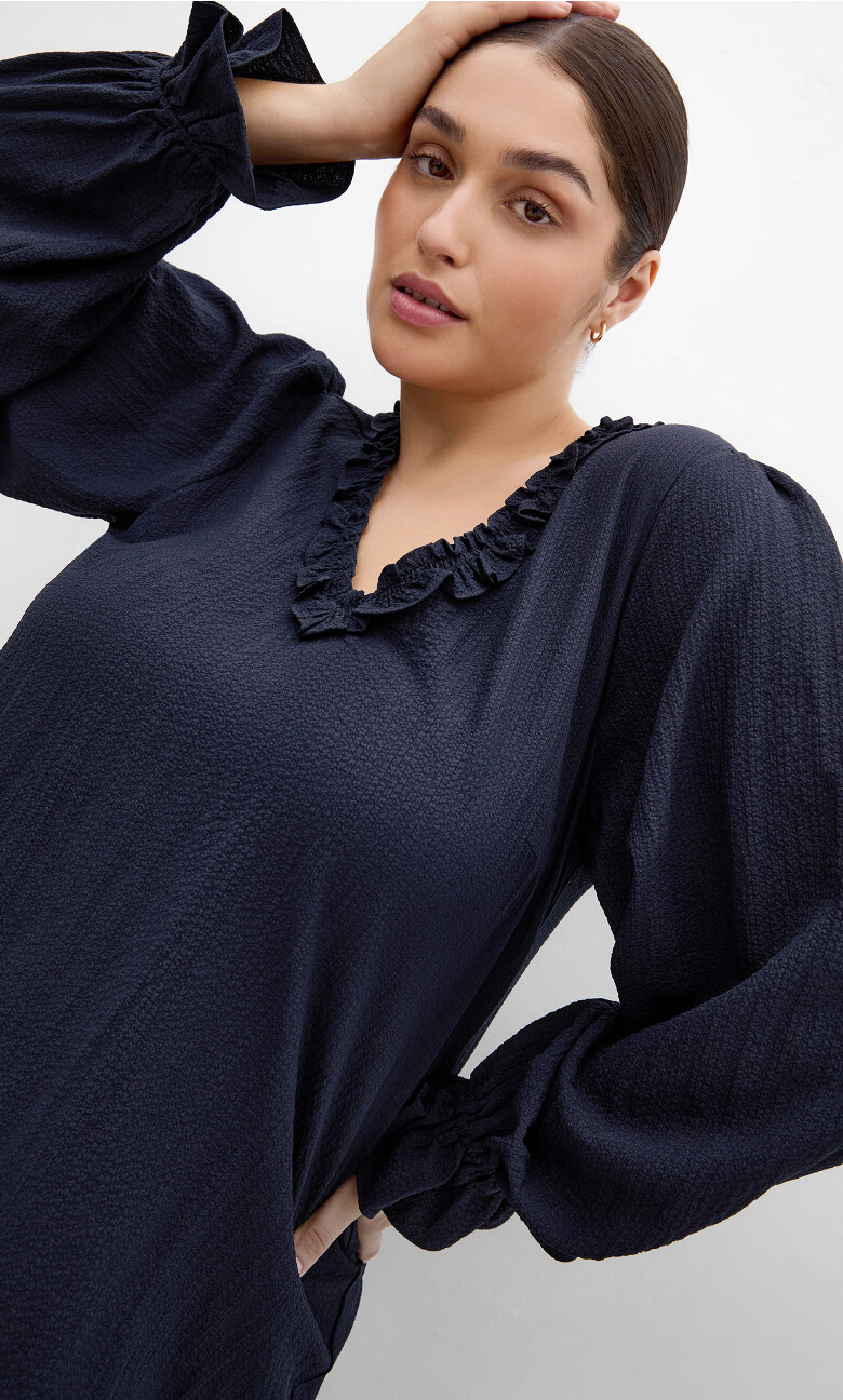 Plus Size Marena Long Sleeve Top - navy
