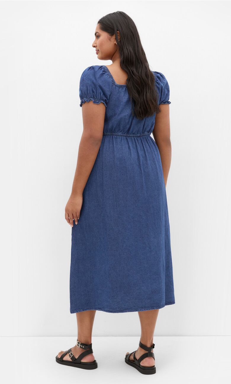 Freya Denim Midi Dress - dark wash