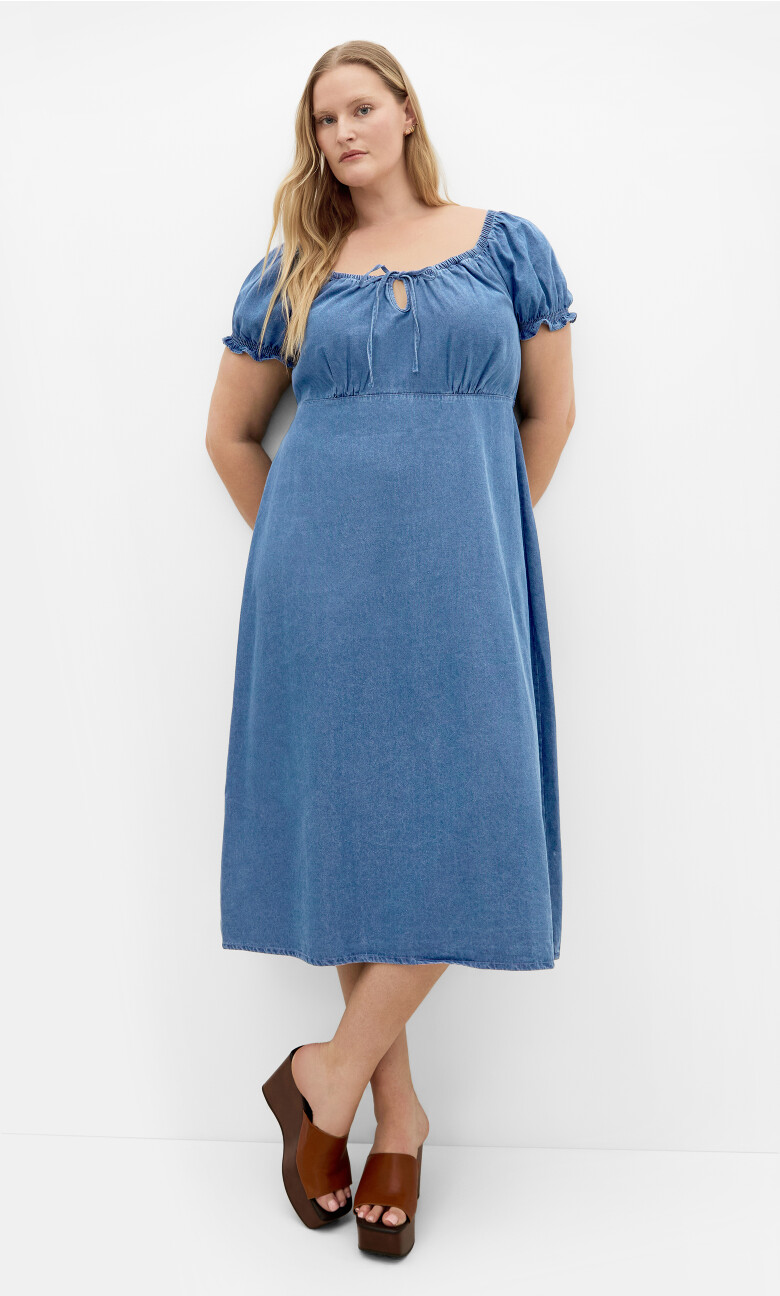 Plus Size Freya Denim Midi Dress - light wash